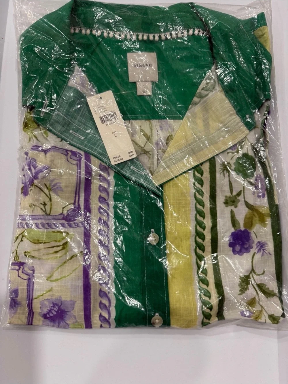 Maeve Anthropologie Surf Shirt NWT L Green Floral - Picture 5 of 9
